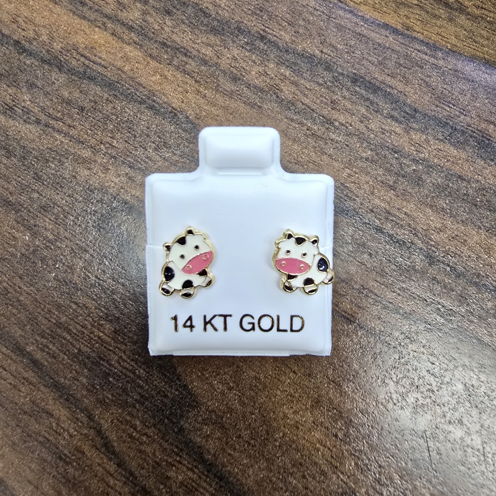 Gold and Pink Ladybug Kids Earrings